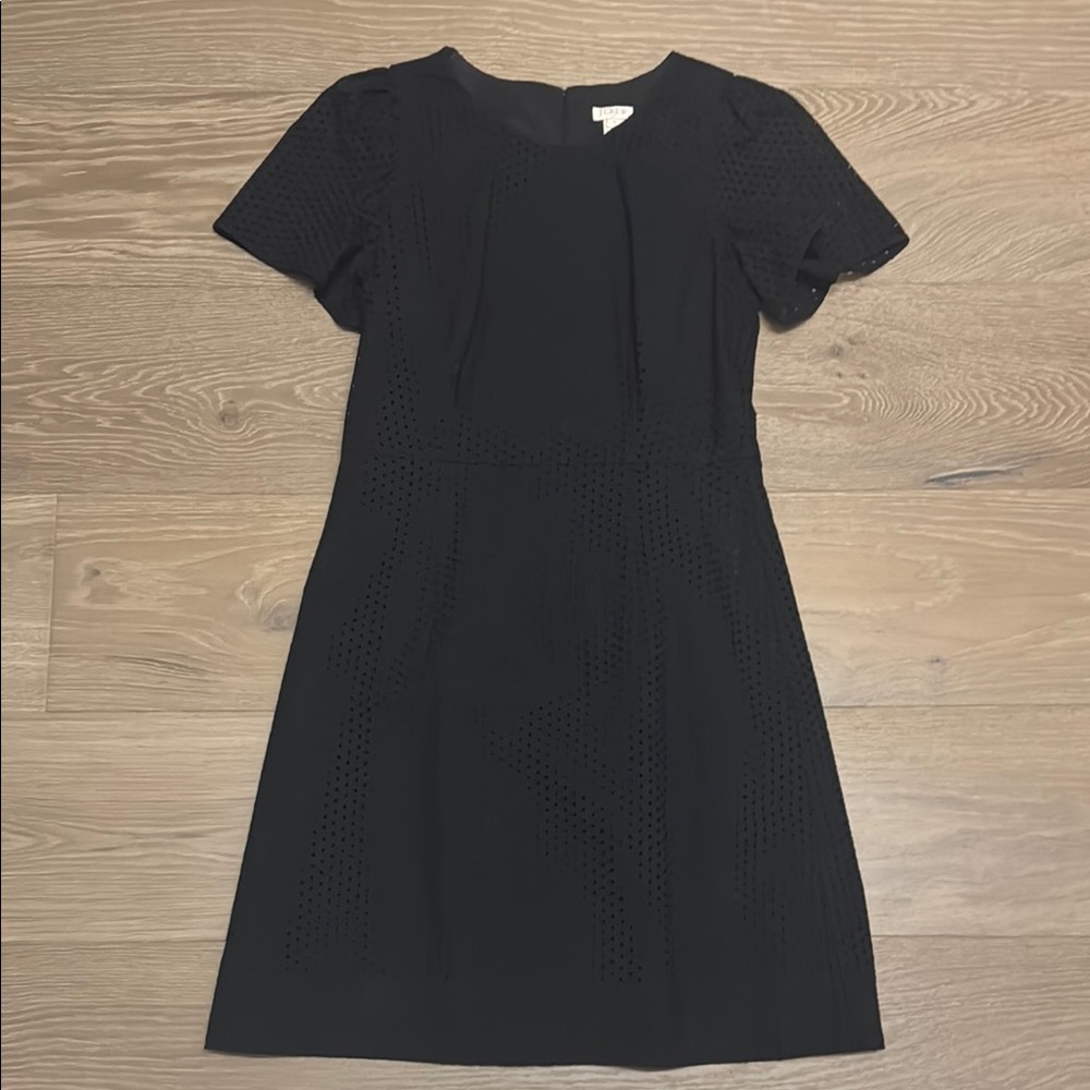 J. Crew Black Sheath Mini Dress Crew Neck Short Sleeve